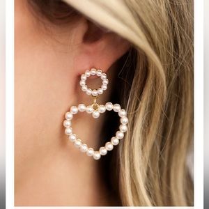 Ettika Loving Pearl Heart Earrings